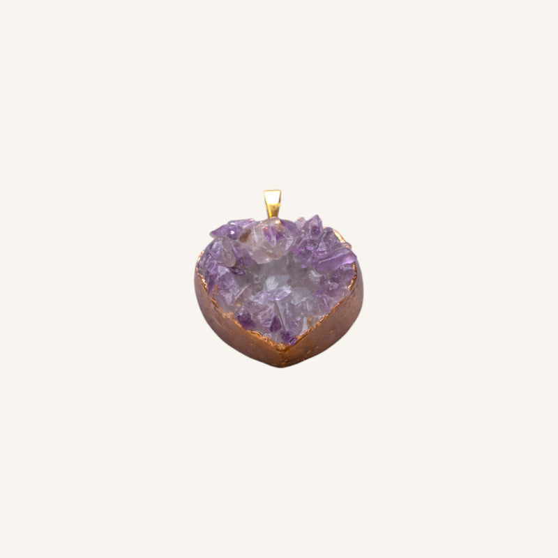 Heart-Shaped Amethyst Druzy Pendant