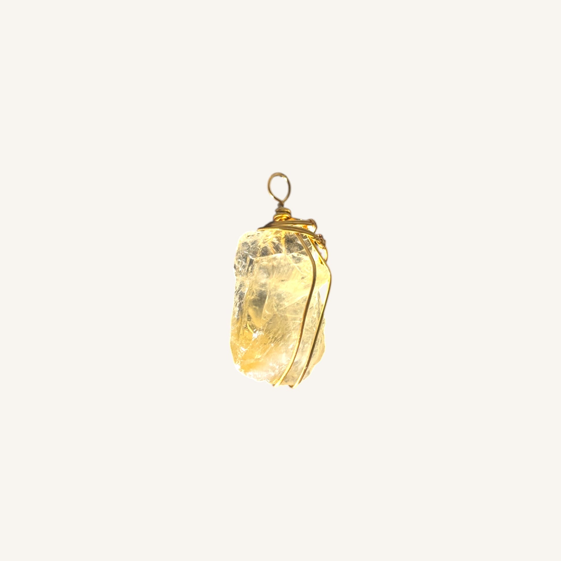 Raw Citrine Pendant with Gold Wire Wrap