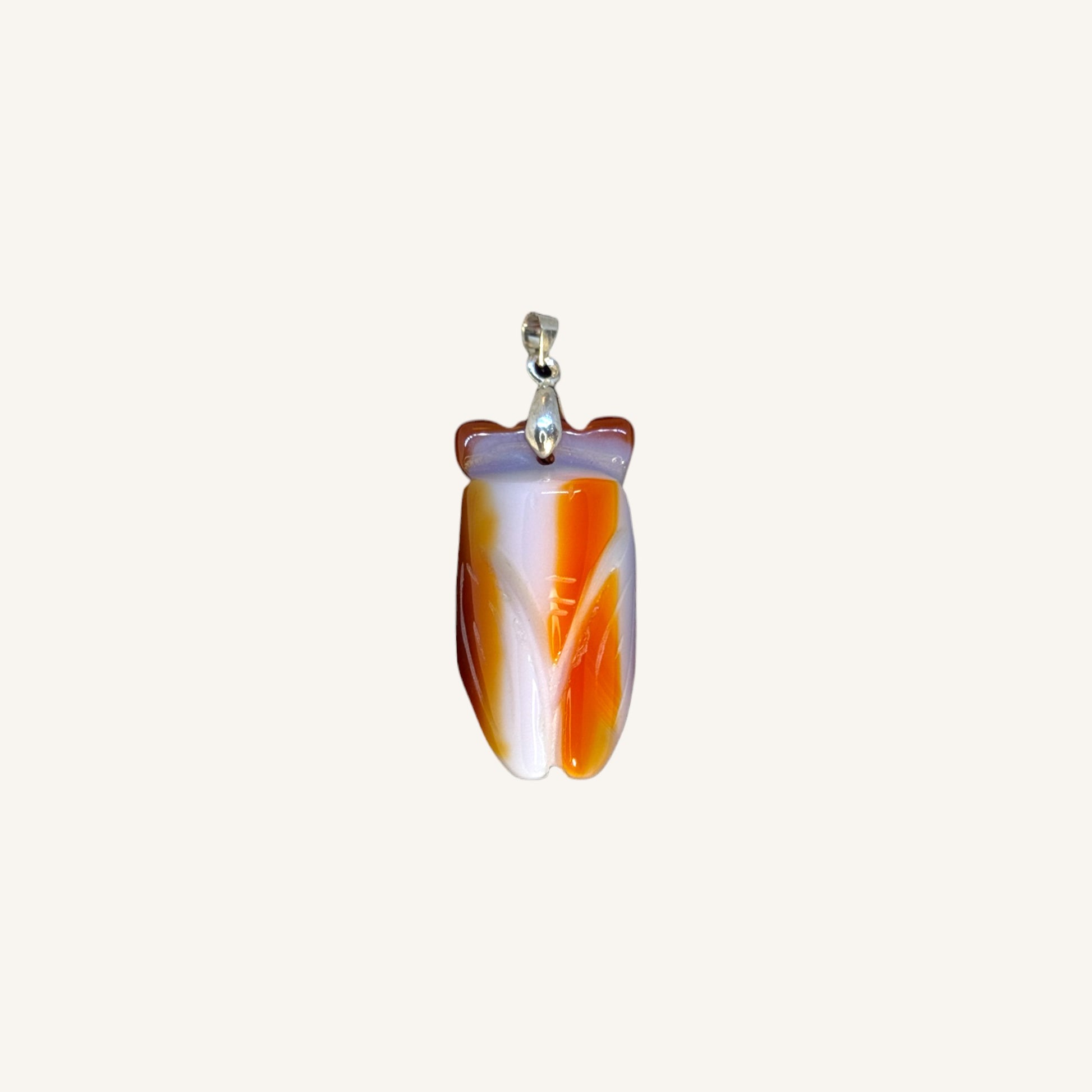 Carved Carnelian Cicada Pendant