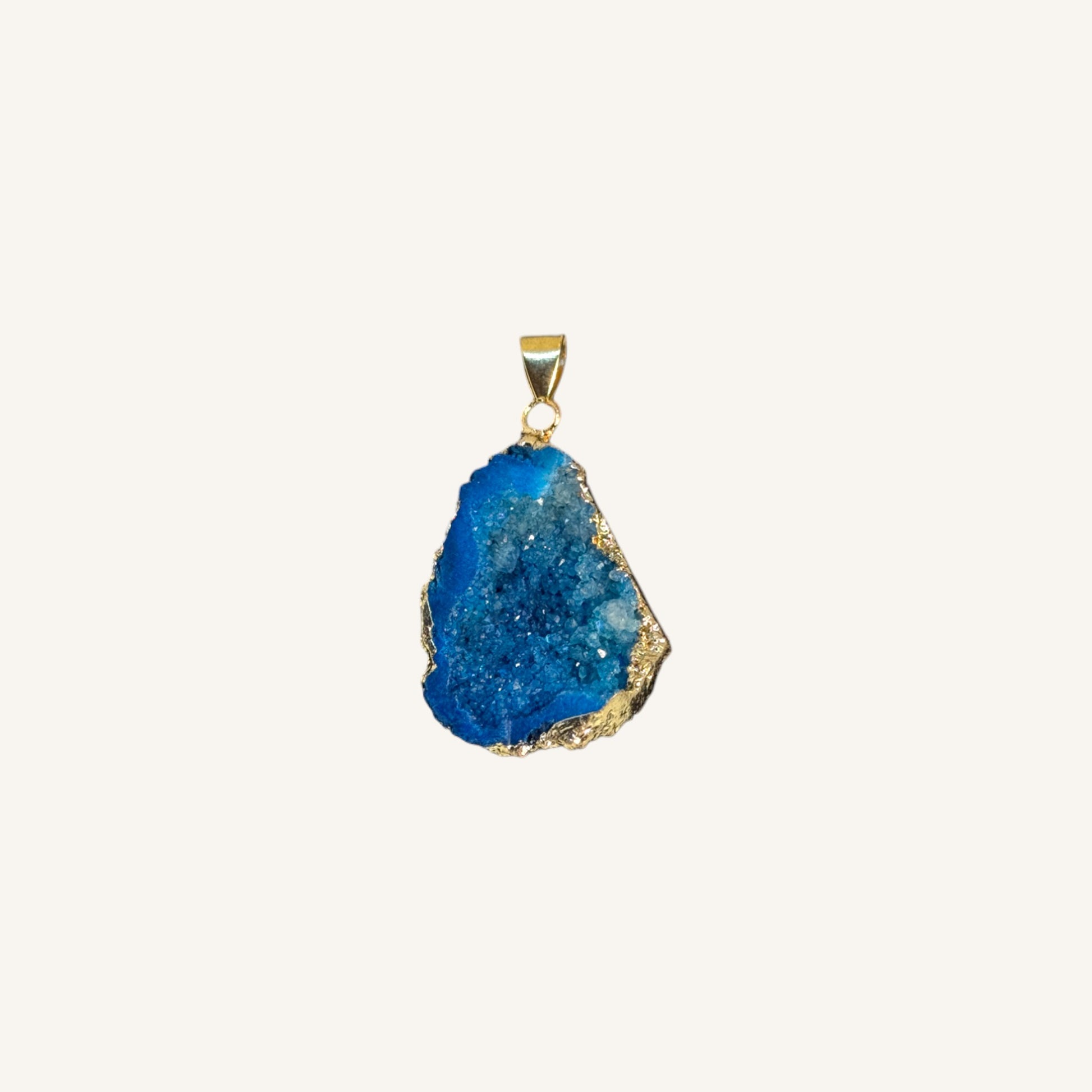 Gold-Plated Stainess Steel Druzy Agate Pendant