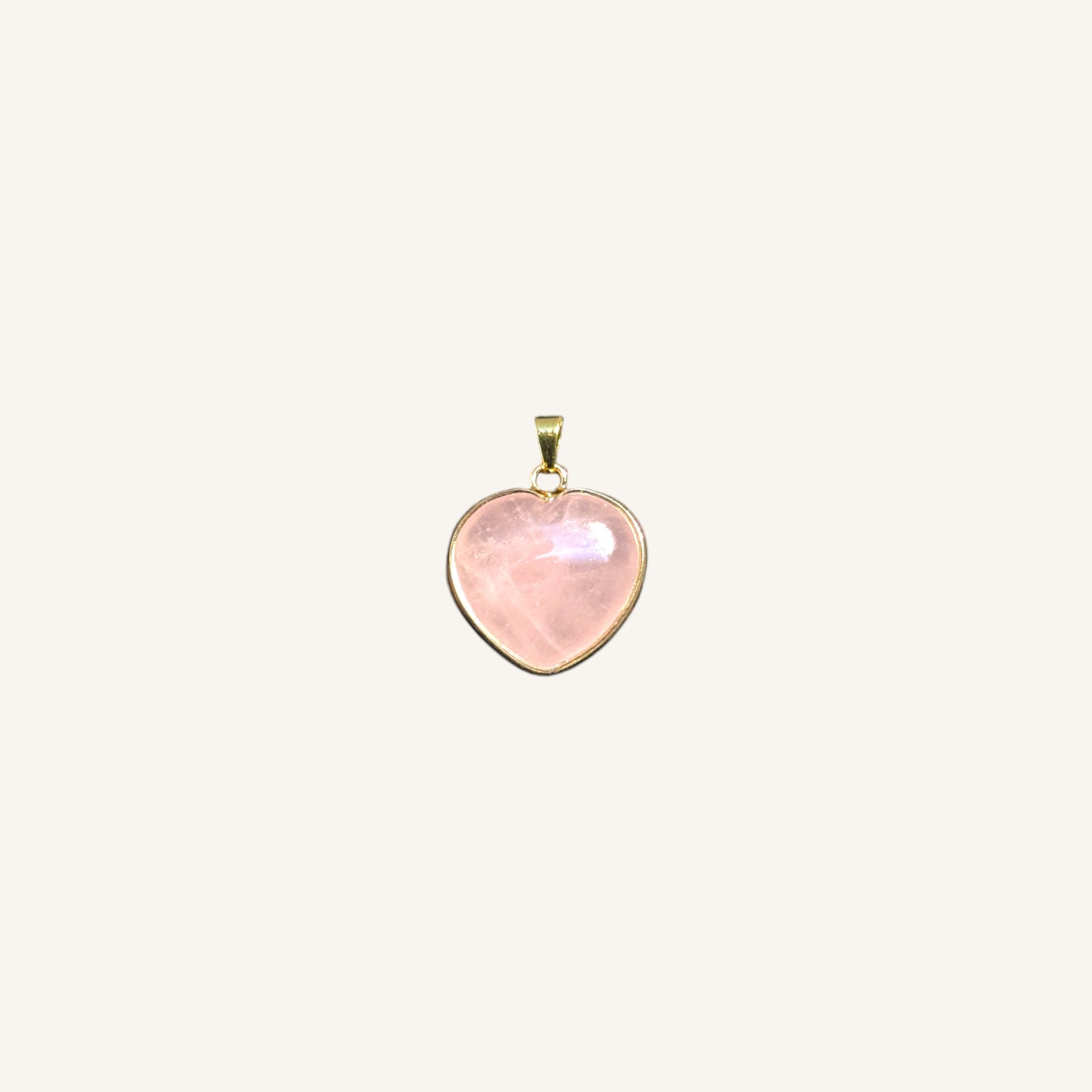 Rose Quartz Heart Pendant – Gold-Plated Bezel