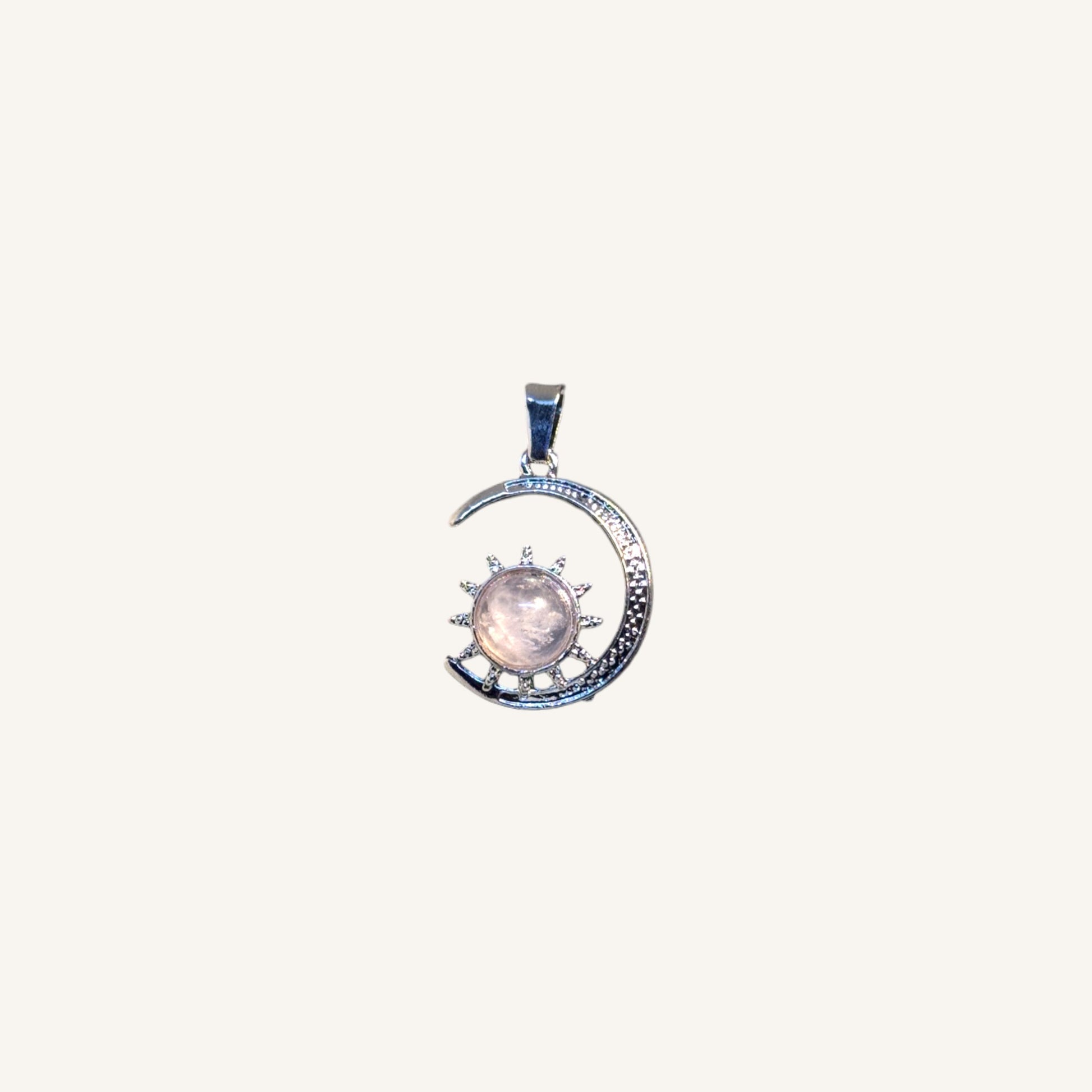 Rose Quartz Crescent Sun Pendant