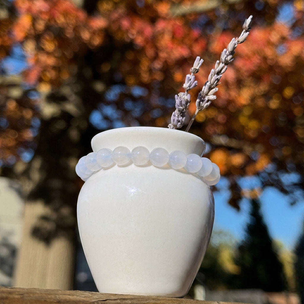White Jade Beaded Bracelet