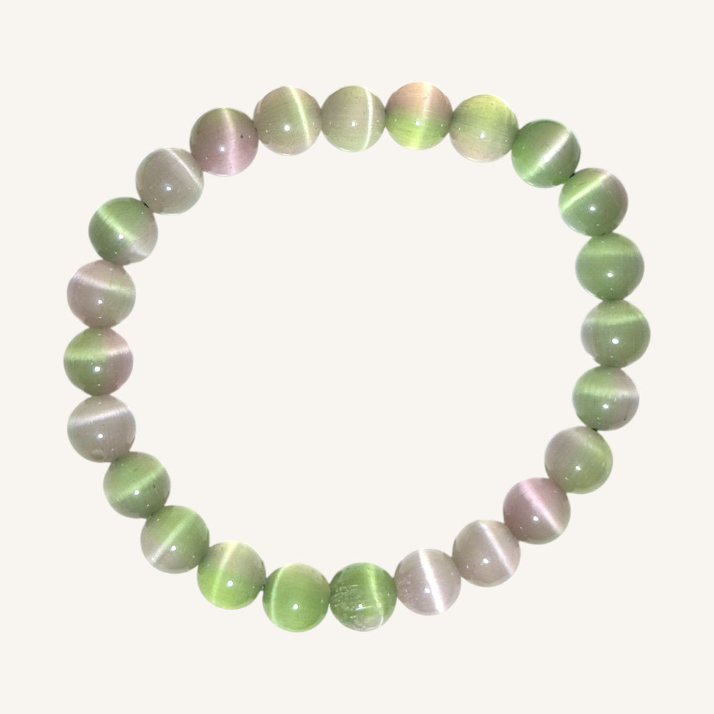 Green/Pink Cat's Eye Beaded Bracelet
